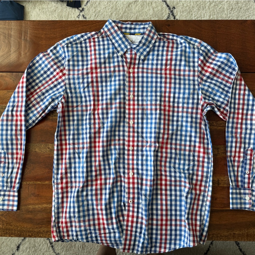 Club Room Red and Blue Plaid Button Down Shirt